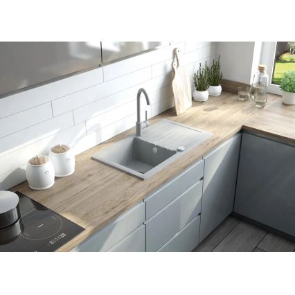 Deante ZQZVN113 - Kuhinjsko korito ZORBA 76x44 cm + sink tap granit/črna