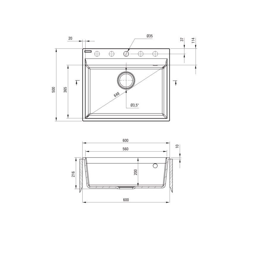Deante ZRC_S10A - Kuhinjski pomivalnik CORIO 50x60 cm granit/metalno siva