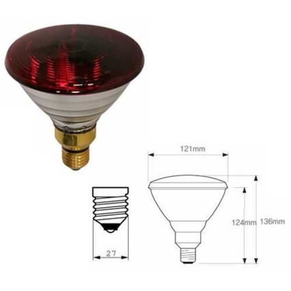 Debelostenska infrardečna žarnica PHILIPS PAR38 E27/150W/230V