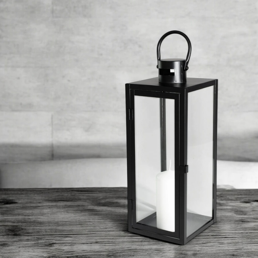 Dekorativna črna lanterna, višina 49 cm