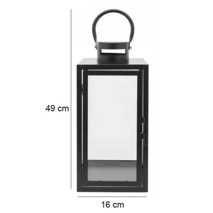 Dekorativna črna lanterna, višina 49 cm