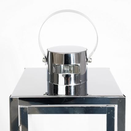 Dekorativna lanterna 38 cm v sijajnem kromu