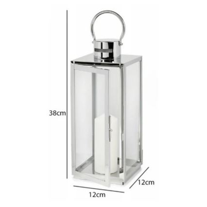 Dekorativna lanterna 38 cm v sijajnem kromu