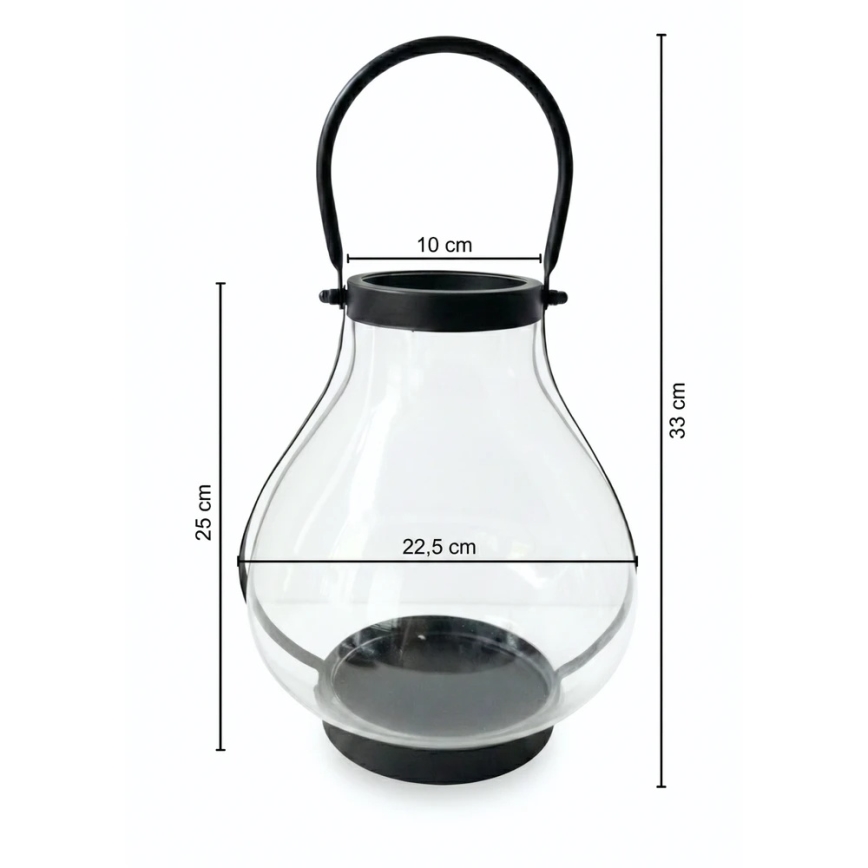 Dekorativna lanterna GLASSY 25 cm črna