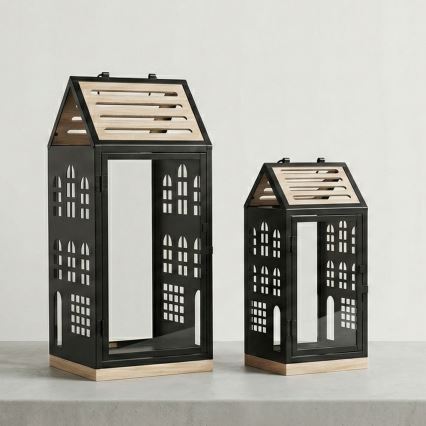 Dekorativna lanterna HOME 47,5 cm črna/bežna