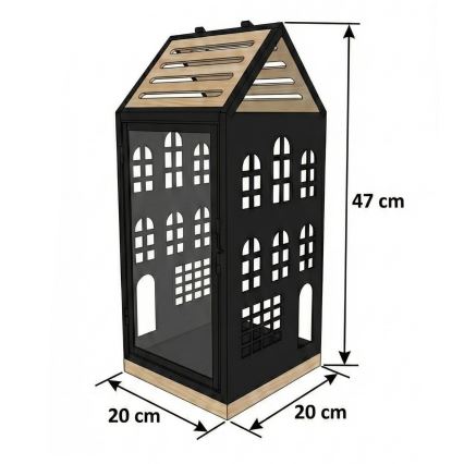 Dekorativna lanterna HOME 47,5 cm črna/bežna