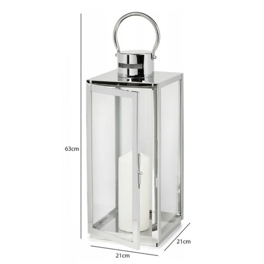 Dekorativna lanterna TOWER 63 cm v sijajnem kromu