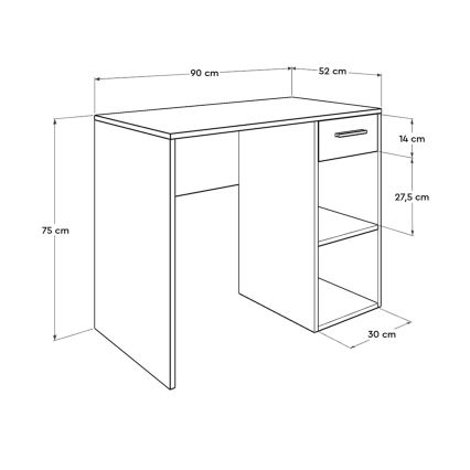 Delovna miza 75x90 cm bela