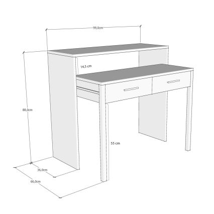 Delovna miza 88x99 cm bela/bež