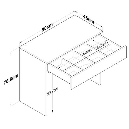 Delovna miza RANI 90x76,8 cm bela