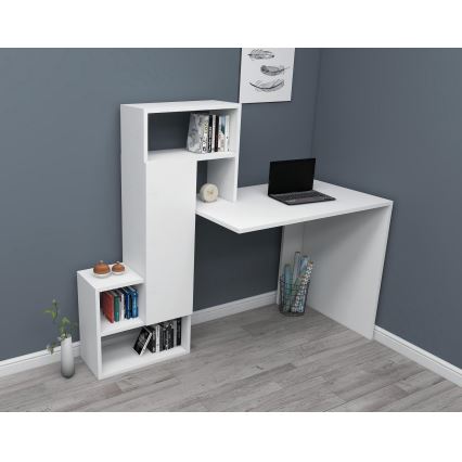 Delovna miza s polico IRMAK 119x138,6 cm bela