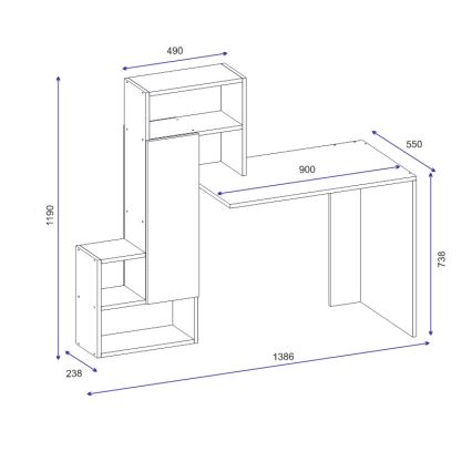 Delovna miza s polico IRMAK 119x138,6 cm bela