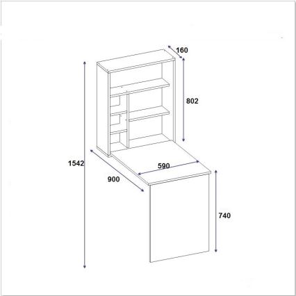 Delovna miza s polico SEDIR 154,2x90 cm antracit