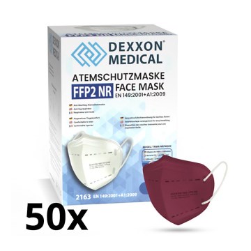 DEXXON MEDICAL Zaščitna maska FFP2 NR vinsko rdeča 50 kom.
