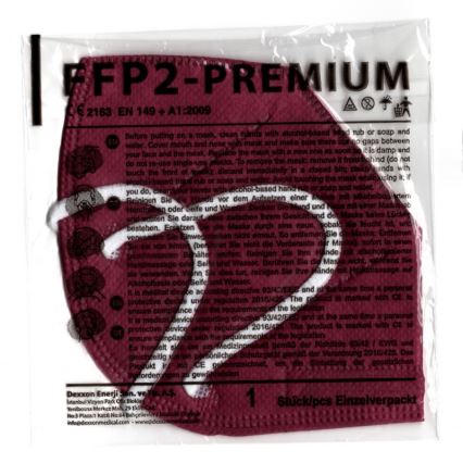 DEXXON MEDICAL Zaščitna maska FFP2 NR vinsko rdeča 50 kom.