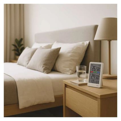 Digitalni termometer z merilnikom vlage 2xAAA bel