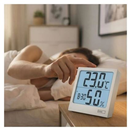 Digitalni termometer z merilnikom vlažnosti 1xAA bela