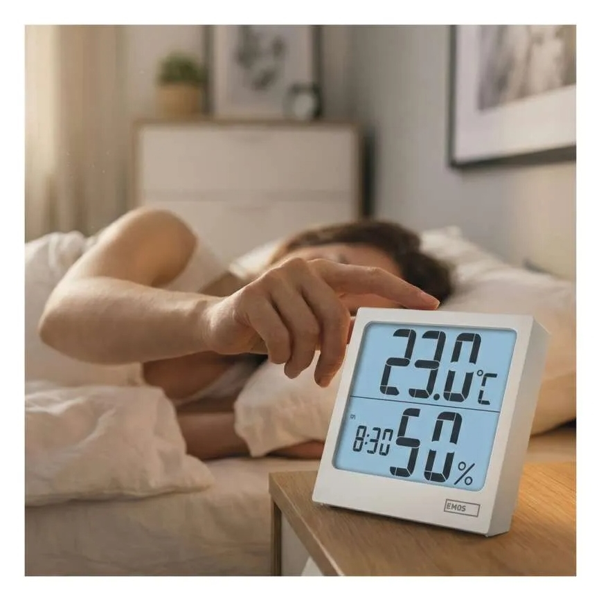 Digitalni termometer z merilnikom vlažnosti 1xAA bela