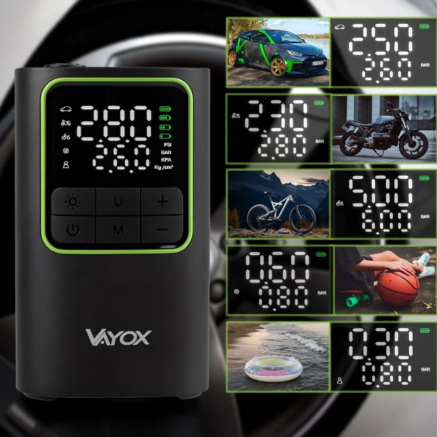 Digitalni žepni kompresor 5V 4000 mAh črn