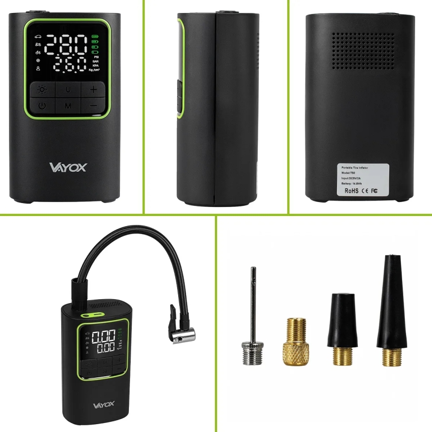 Digitalni žepni kompresor 5V 4000 mAh črn