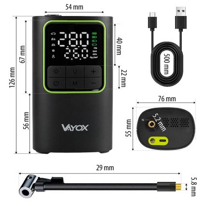 Digitalni žepni kompresor 5V 4000 mAh črn