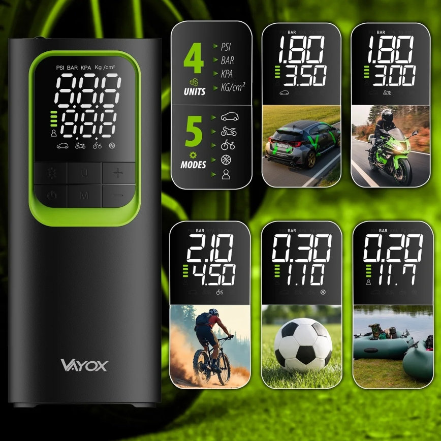 Digitalni žepni kompresor 5V 8000 mAh črn