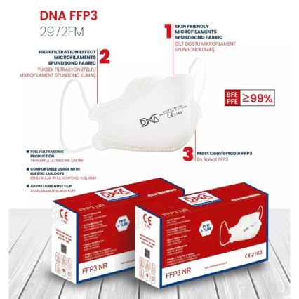 DNA Respirator FFP3 NR CE 2163 medicinski 10 kom.