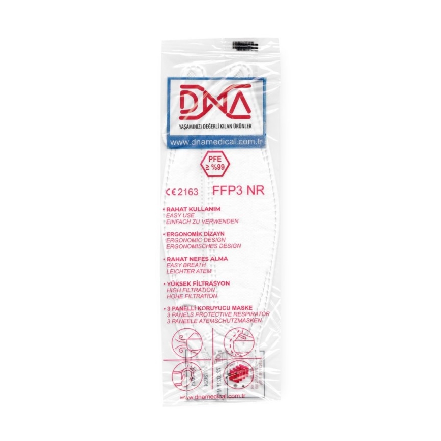 DNA Respirator FFP3 NR CE 2163 medicinski 100 kom.