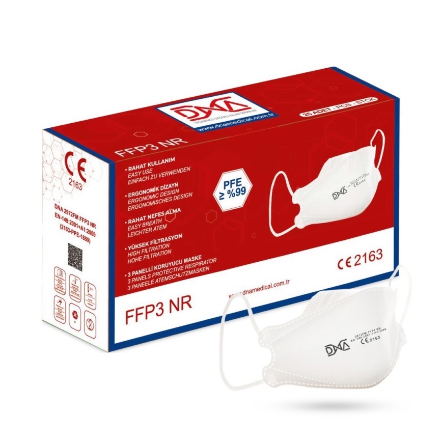 DNA Respirator FFP3 NR CE 2163 medicinski 25 kom.
