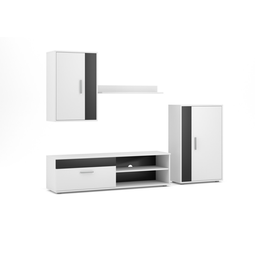 Dnevna stena BRICK bela/črna