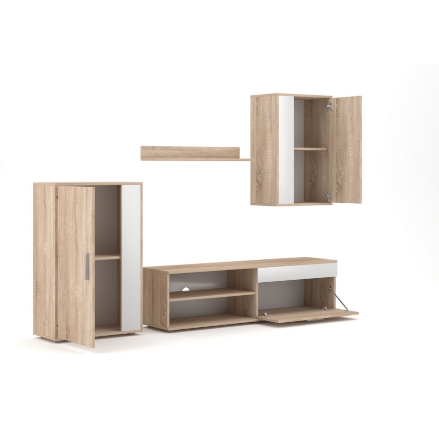 Dnevna stena BRICK, hrast Sonoma/bela