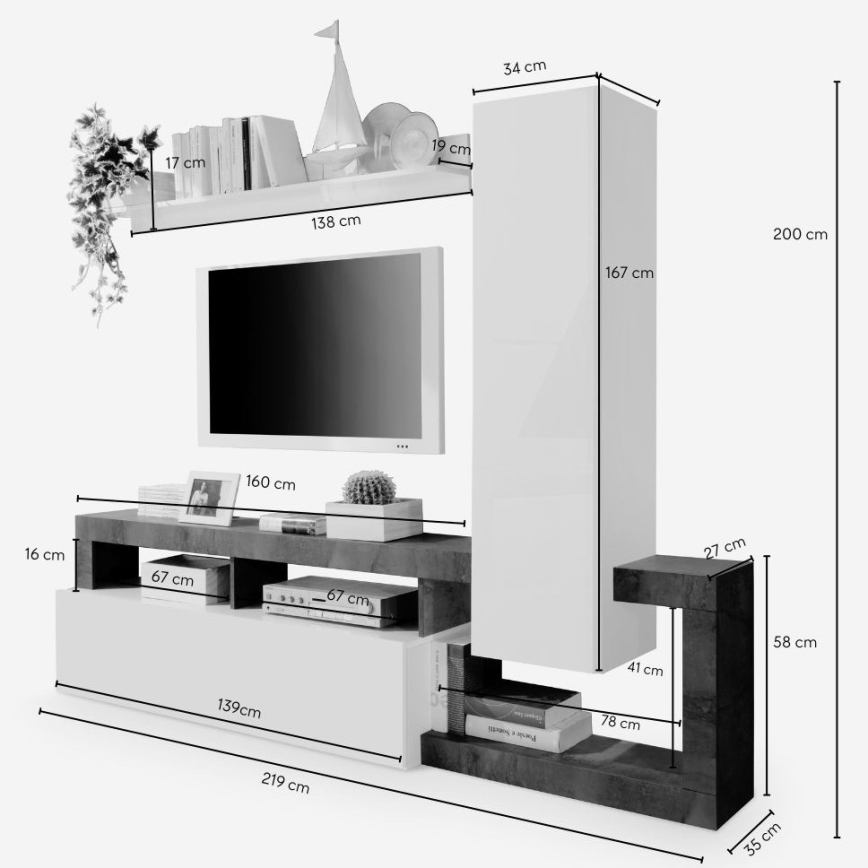 Dnevna stena LENOR kašmir/rjava