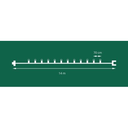Dodatek LED Zunanja božična veriga FELICIA FILAMENT 20xE10 14m prozorna/topla bela IP44, Izdelano v EU