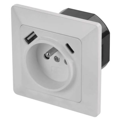 Domača stenska vtičnica z USB-A in USB-C