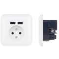 Domača vtičnica z USB, francoski tip, 250V/16A