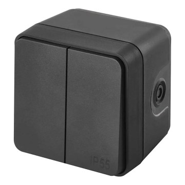 Domače 2‑tipkno stikalo za izmenični tok, št. 6+6, IP55, antracit