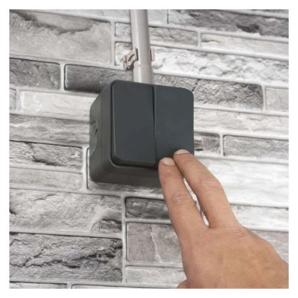 Domače 2‑tipkno stikalo za izmenični tok, št. 6+6, IP55, antracit