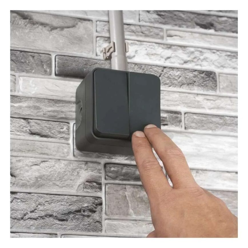 Domače 2‑tipkno stikalo za izmenični tok, št. 6+6, IP55, antracit