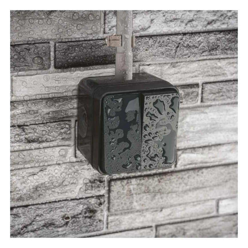 Domače 2‑tipkno stikalo za izmenični tok, št. 6+6, IP55, antracit