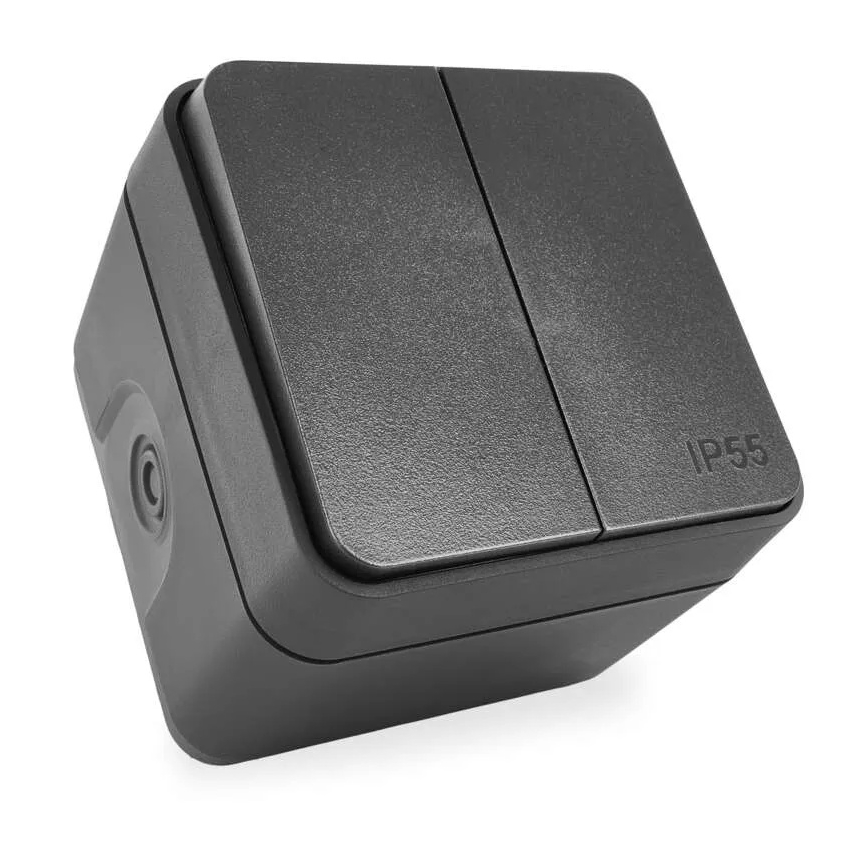 Domače 2‑tipkno stikalo za izmenični tok, št. 6+6, IP55, antracit