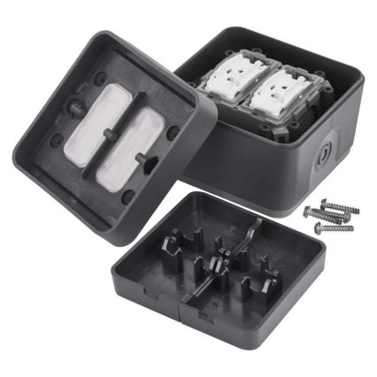 Domače 2‑tipkno stikalo za izmenični tok, št. 6+6, IP55, antracit