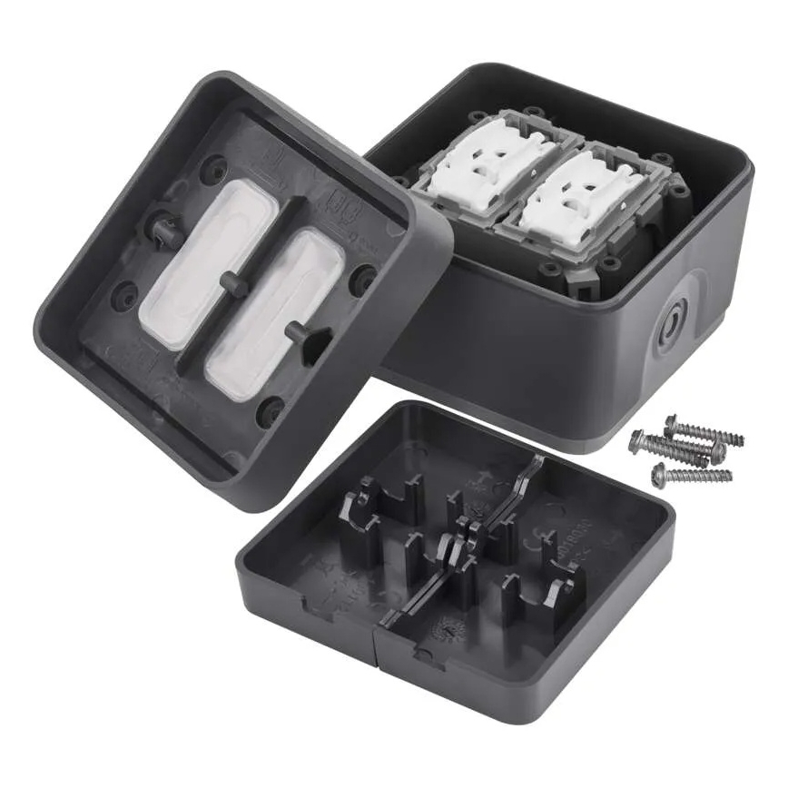 Domače 2‑tipkno stikalo za izmenični tok, št. 6+6, IP55, antracit