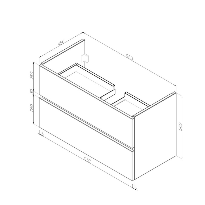 Dřevojas - Kopalniška omarica z umivalnikom BANO 100x47 cm temen hrast/bela
