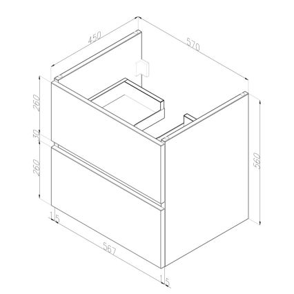 Dřevojas - Kopalniška omarica z umivalnikom BANO 60x47 cm temni hrast/bela