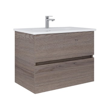 Dřevojas - kopalniška omarica z umivalnikom BANO 78x47 cm temni hrast/bela