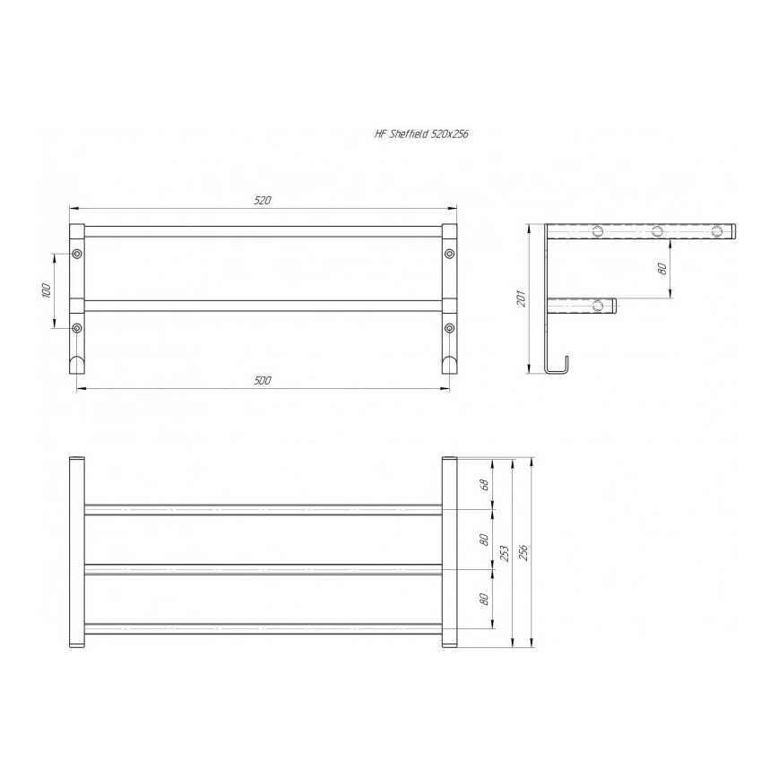 Držalo za brisače za kopalniški radiator HF SHEFFIELD 52x25,6 cm, belo