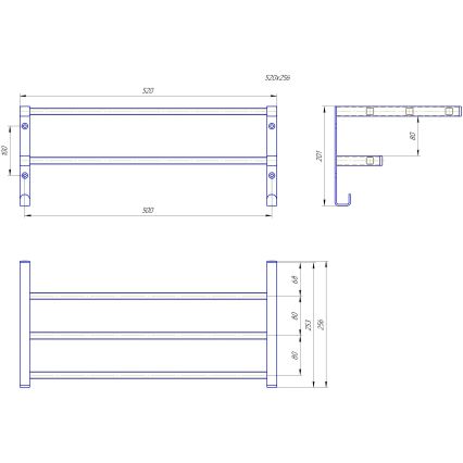 Držalo za brisače za kopalniški radiator HF SHEFFIELD 52x25,6 cm črno