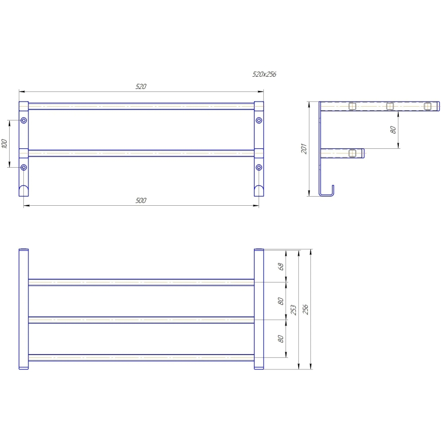 Držalo za brisače za kopalniški radiator HF SHEFFIELD 52x25,6 cm črno