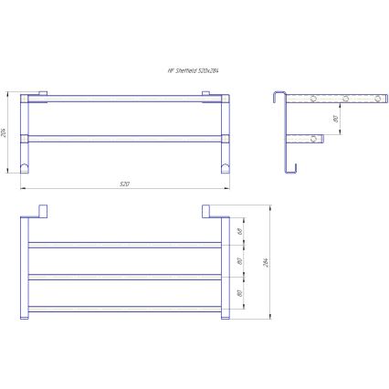 Držalo za brisače za kopalniški radiator HF SHEFFIELD 52x28,4 cm črne barve