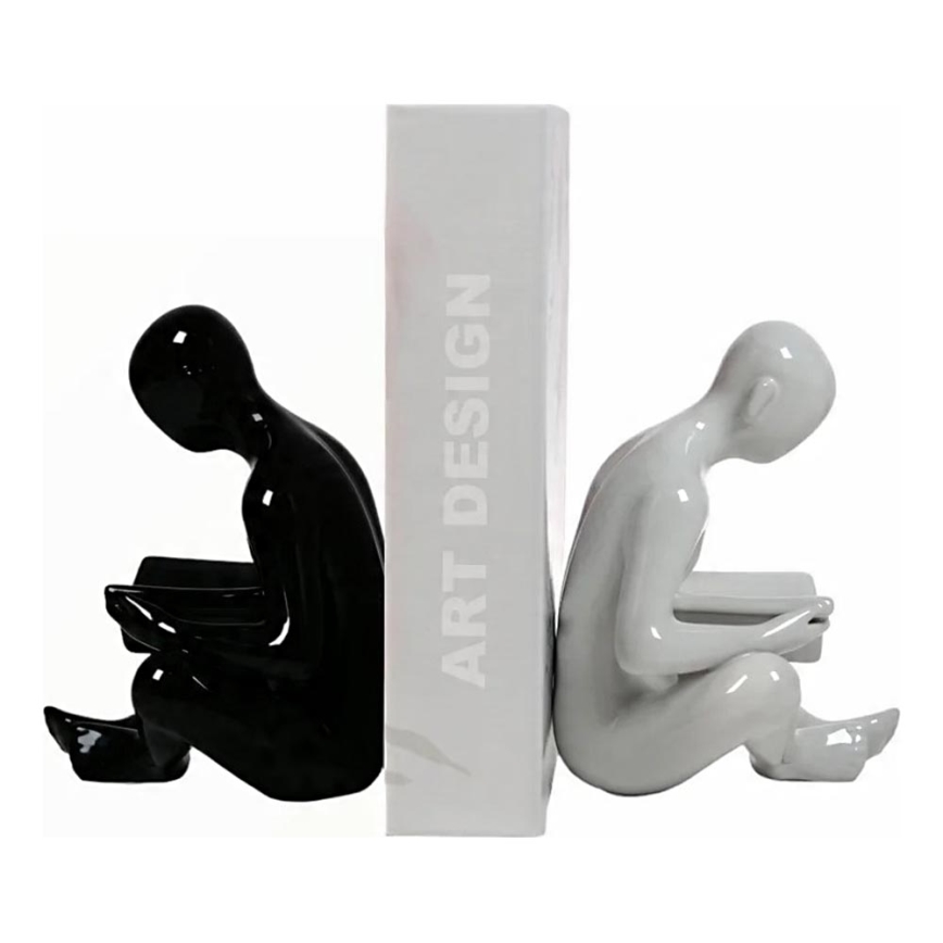 Držalo za knjige 17,5x13x14 cm črno/belo